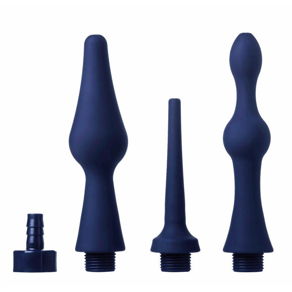 CleanStream Universal 3 Piece Enema Attachment Set Blue Silicone Cleansing Tips