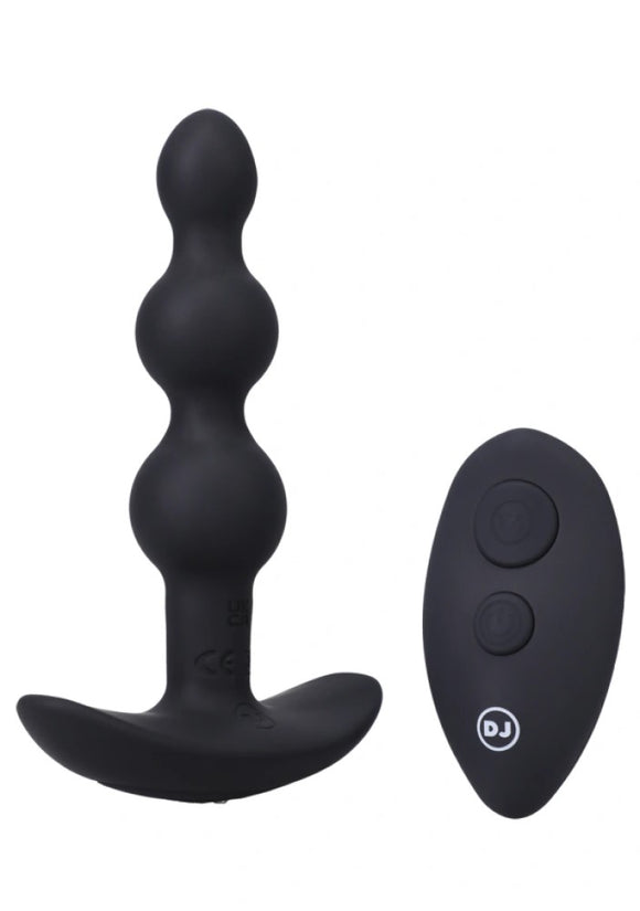 Doc Johnson A-Play Beaded Vibe Anal Plug Remote Control 10 Speed Black Silicone Butt Beads USB Sex Toy