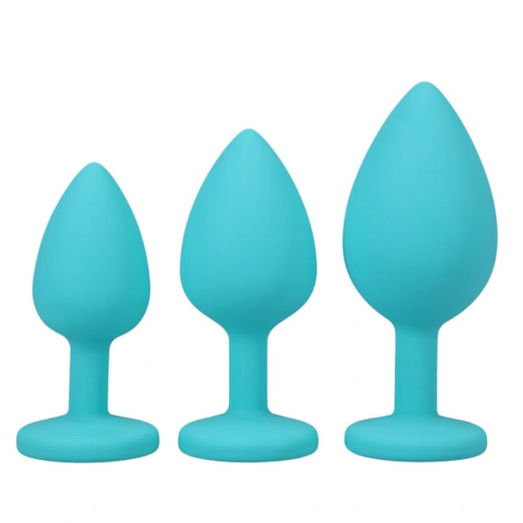 Doc Johnson A-Play Butt Plug Trainer Set 3 Size Soft Teal Silicone Anal Starter Beginners Kit Sex Toy