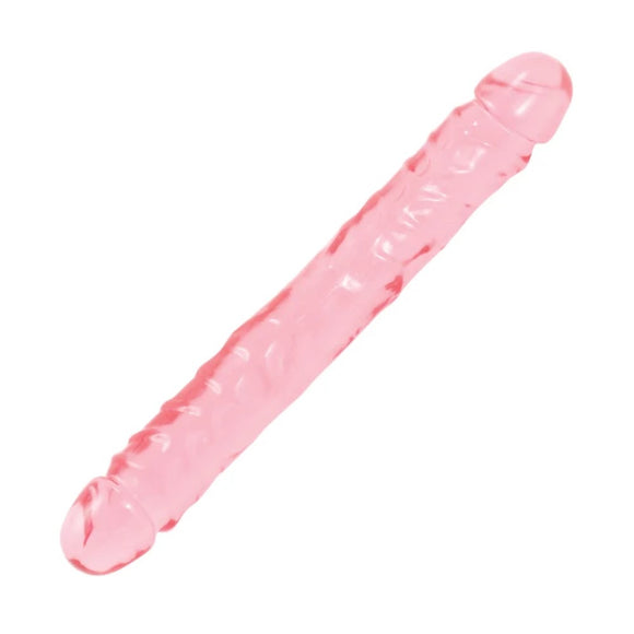 Doc Johnson Crystal Jellies 12 Inch Jr. Double Dong Pink Penis Dildo Sex Toy