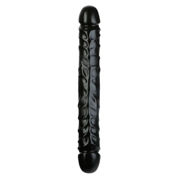 Doc Johnson Jr. Veined Double Header 12 Inch Black Bender Dildo Twin Ended Dong Realistic Penis DP Sex Toy