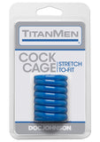 TitanMen Stretch Blue Cock Cage Ring Penis Sleeve Tight Girth Sheath