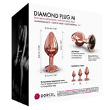 Dorcel Diamond Jewel Butt Plug Medium Size Black Gem Rose Gold Metal Anal Toy