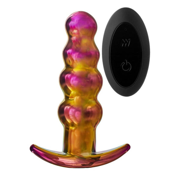 Dream Toys Glamour Glass Beaded Butt Plug Remote Control Vibrating Anal Anchor USB Sex Toy