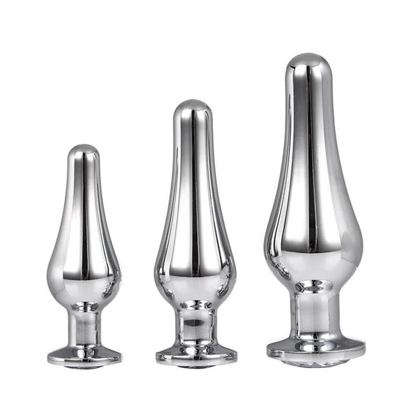 Dream Toys Gleaming Love Butt Plug Set Silver Metal Gem Stone Jewel Anal Pleasure Sex Toy