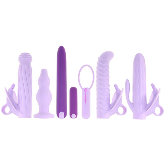 Evolved Lilac Desires 7 Piece Butterfly Vibrator Kit Bullet Sleeve Anal Plug USB Sex Toy Set