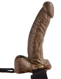 Fetish Fantasy Series 7" Brown Hollow Strap-On Dildo Balls Sex Harness