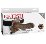 Fetish Fantasy Series 7" Brown Hollow Strap-On Dildo Balls Sex Harness