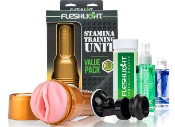 Fleshlight Stamina Training Unit Value Pack Pussy Masturbator Mount Lube Kit