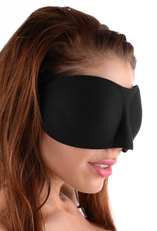Frisky Deluxe Black Out Blindfold Padded Eye Mask Adjustable Strap Sensual Kink Play