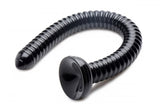 Hosed 19 Inch Ribbed Anal Snake Dildo Flexible Black Suction Cup Long Deep Probe