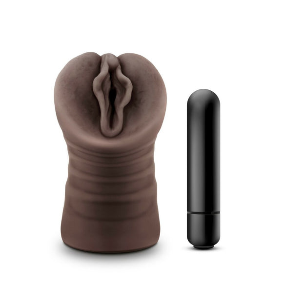 Hot Chocolate Alexis Vibrating Vagina Masturbator Brown Skin Bullet Sex Stroker