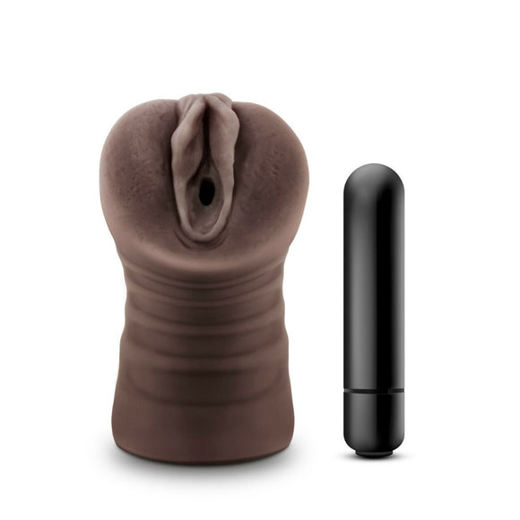 Hot Chocolate Brianna Vibrating Vagina Masturbator Brown Skin Bullet Stroker