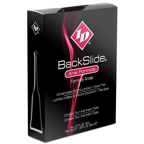 ID BackSlide Anal Formula Silicone Lubricant Lube Insert Tubes 4 x 8ml