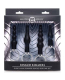 Master Series 4 Piece Ringed Rimmer Set Black Butt Plug Anal Beads Kit