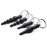 Master Series 4 Piece Ringed Rimmer Set Black Butt Plug Anal Beads Kit