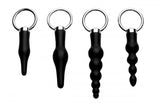 Master Series 4 Piece Ringed Rimmer Set Black Butt Plug Anal Beads Kit