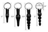 Master Series 4 Piece Ringed Rimmer Set Black Butt Plug Anal Beads Kit