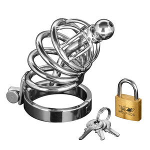 Master Series Asylum 4 Ring Locking Chastity Cock Cage Male Penis Bondage Urethral Plug Restriction Fetish