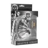 Master Series Asylum 4 Ring Locking Chastity Cock Cage Male Penis Bondage Urethral Plug Restriction Fetish