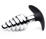 Master Series Dark Hive Silver Aluminium Metal Ribbed Butt Plug S&M Anal Sex Toy