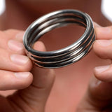 Master Series Echo Stainless Steel Triple Cock Ring M/L Penis Erection Bondage Gear