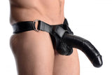 Master Series Infiltrator 2 Hollow Strap-On 9" Black Dildo Sex Harness