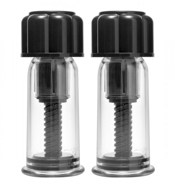 Master Series Maxxx Powerful Nipple Suckers Pair Twist Cap Vacuum Suction Cups BDSM Play