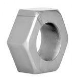 Master Series Silver Hex Heavy Duty Erection Cock Ring Ball Stretcher