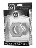 Master Series Silver Hex Heavy Duty Erection Cock Ring Ball Stretcher