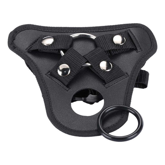 Me You Us Black Adjustable Strap-On Dildo Harness Crotchless Unisex 2 Rings