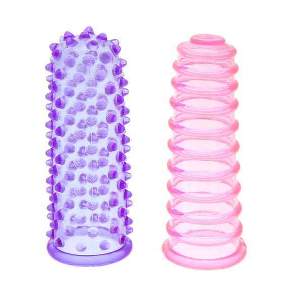 Me You Us Lust Finger Tip Textured Sleeve Set Ribbed Masturbation Stimulation 2 Pack