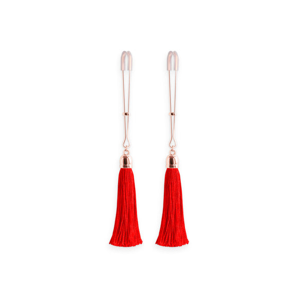 Bound Nipple Clamps Red Tassel