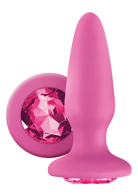 NS Novelties Glams Pink Gem Stone Silicone Butt Plug Bling Crystal Sparkle Cute Anal Sex Toy