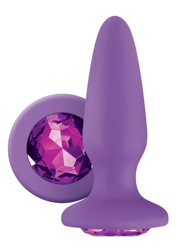 NS Novelties Glams Purple Gem Stone Silicone Butt Plug Bling Crystal Sparkle Cute Anal Sex Toy