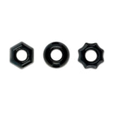 Renegade Chubbies 3 Black Cock Ring Set Stretchy Shape Erection Enhancers