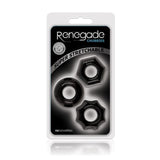 Renegade Chubbies 3 Black Cock Ring Set Stretchy Shape Erection Enhancers