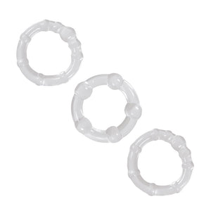 Renegade Intensity Clear Cock Rings 3 Sizes Beaded Erection Enhancers