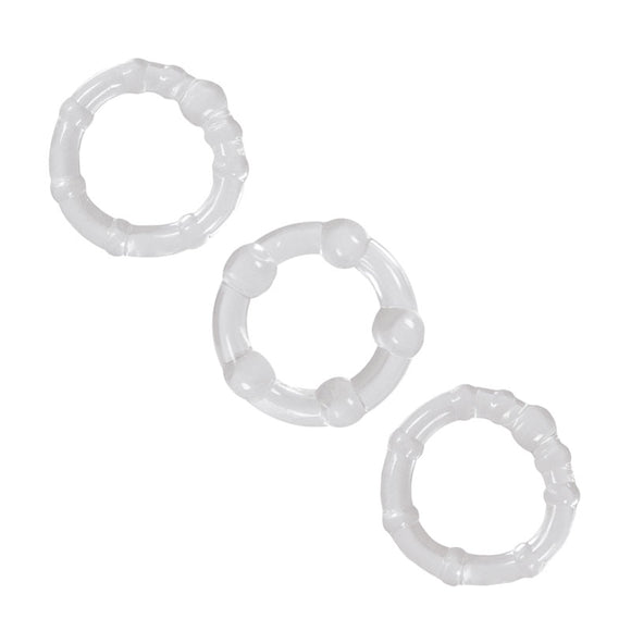 Renegade Intensity Clear Cock Rings 3 Sizes Beaded Erection Enhancers