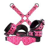 Sinful Bondage Kit Fuchsia Pink Wrist Ankle Cuffs Hogtie Restraints Blindfold BDSM