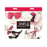 Sinful Bondage Kit Fuchsia Pink Wrist Ankle Cuffs Hogtie Restraints Blindfold BDSM