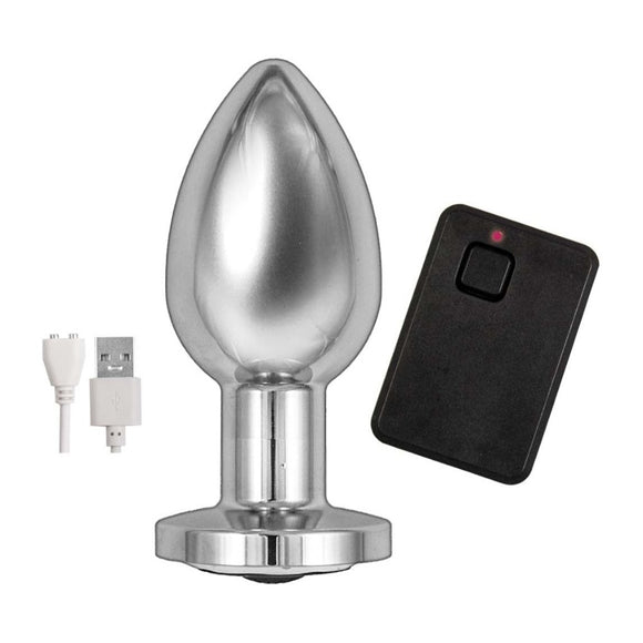Nasstoys Ass-Sation Silver Metal Remote Control Vibrating Butt Plug USB Anal Vibe Sex Toy
