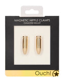 Ouch! Diamond Bullet Magnetic Nipple Clamps Set Gold Metal Fetish Pinch Play