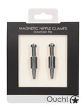 Ouch! Diamond Pin Magnetic Nipple Clamps Set Gun Metal Fetish Fun Pinch Play
