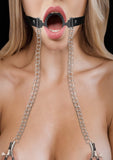 Ouch! O-Ring Gag Adjustable Screw Nipple Clamps Chains BDSM Fetish Fun