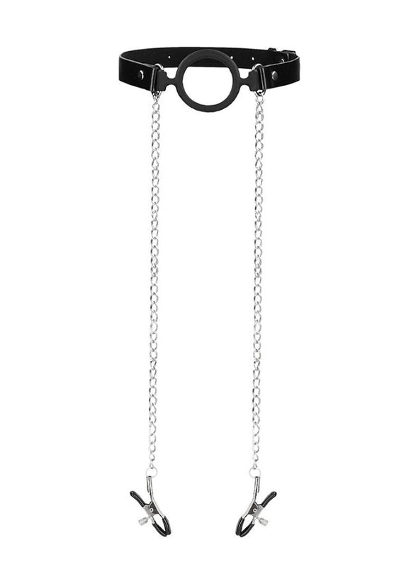 Ouch! O-Ring Gag Adjustable Screw Nipple Clamps Chains BDSM Fetish Fun