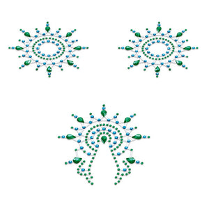 Petits Joujoux Gloria Adhesive Rhinestone Body Jewellery Sticker Set Turquoise Gem Decoration