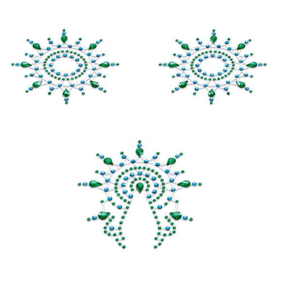 Petits Joujoux Gloria Adhesive Rhinestone Body Jewellery Sticker Set Turquoise Gem Decoration