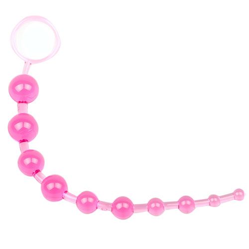 Pink Jelly Chain 10 Graduated Anal Beads Butt Plug Beginners Sex Toy