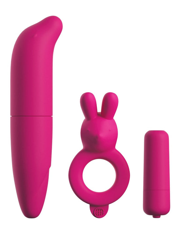 Classix Couples Vibrating Starter Kit Pink Mini G-Spot Vibrator Bullet Cock Ring Set